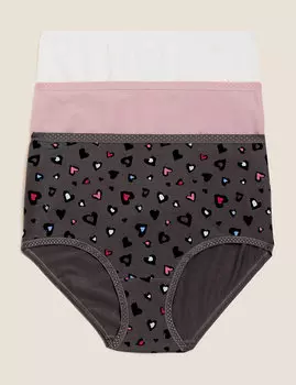 Полные трусы из 3 пар хлопка Marks & Spencer, синий микс