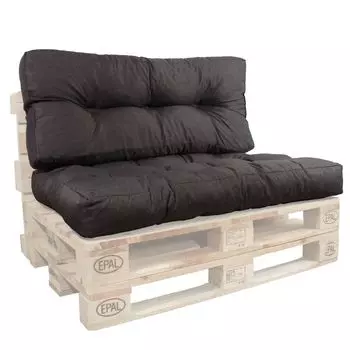 Полный комплект подушек сиденья 80 см и спинки 50 см для европоддона серого цвета. GERSO, черный