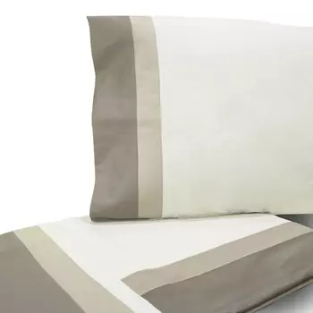 Полный комплект постельного белья с простынью из чистого хлопка с атласными оборками - Испания. Lisola, песок, двуспальный