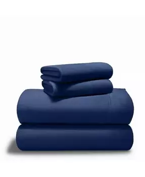 Полный комплект простыней из микроплюша из флиса Bare Home, синий