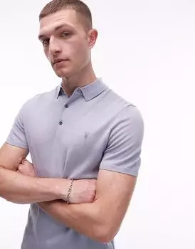 Поло Allsaints Mode из шерсти мериноса цвета ивовый синий