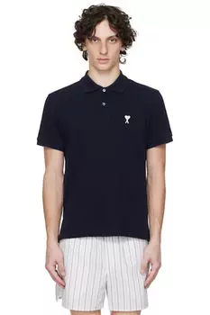 Поло Ami de Coeur из темно-синего хлопка AMI Paris