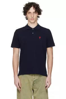 Поло Ami de Coeur из темно-синего хлопка AMI Paris
