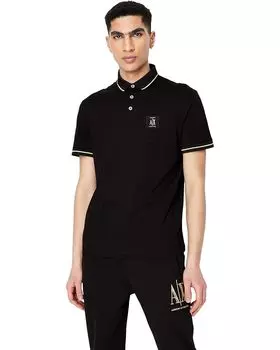 Поло Armani Exchange Black/Gold Logo Patch, черный
