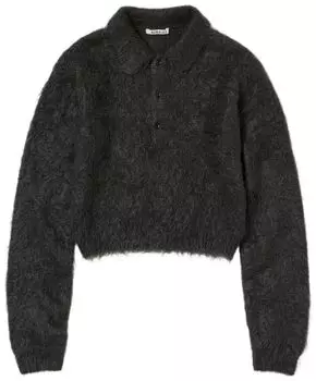 Поло Auralee Brushed Super Kid Mohair Knit Short Polo 'Ink Black', черный