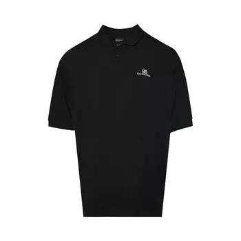 Поло Balenciaga Oversized Short-Sleeve Polo, черный