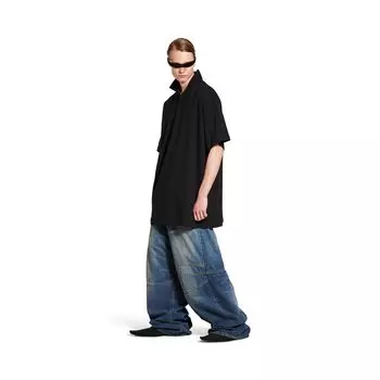 Поло BB Garderobe из грязно-черного хлопкового пике BALENCIAGA, черный