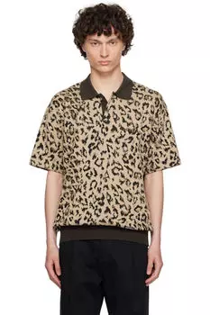 Поло бежевого жаккардового плетения WACKO MARIA