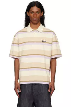 Поло большого размера из нержавеющей стали в бежево-белую полоску Maison Kitsun