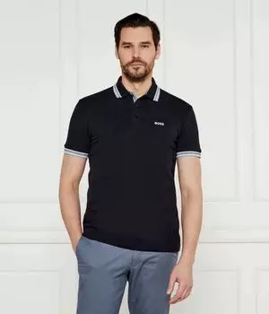 Поло Boss Green Paddy, черный / белый