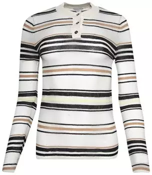 Поло Bottega Veneta Striped Long-Sleeve Polo 'Dove/Yellow/Nude', разноцветный