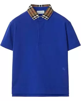 Поло Burberry Kids Johane Check EKD Polo Shirt, цвет Knight
