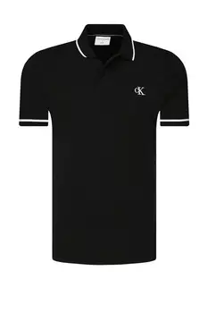Поло CALVIN KLEIN JEANS slim fit pique, черный
