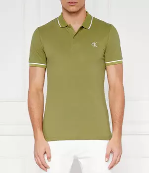 Поло CALVIN KLEIN JEANS Slim Fit pique, зеленый