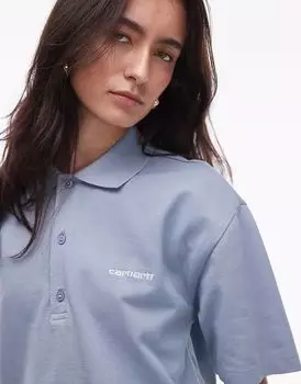 Поло Carhartt WIP script светло-синего цвета