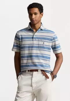 Поло CLASSIC FIT STRIPED MESH POLO SHIRT Ralph Lauren, синий