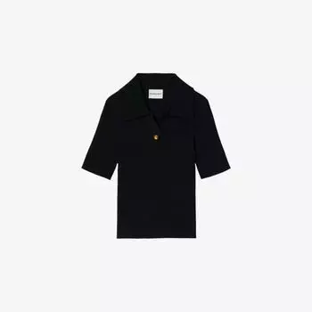 Поло Claudie Pierlot вязаное с декоративной пуговицей, синий