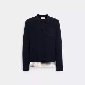 Поло Coach Long Sleeve Knit Polo, темно-синий