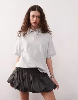 Поло COLLUSION большого размера серого меланжевого цвета