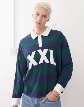 Поло COLLUSION с длинным рукавом XXL с вышитыми полосками в разноцветном цвете