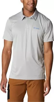 Поло Columbia Terminal Tackle Heather Polo, цвет Cool Grey Heather/Vivid Blue Logo