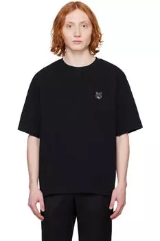 Поло Comfort с нашивкой в виде головы лисы черного цвета Maison Kitsun