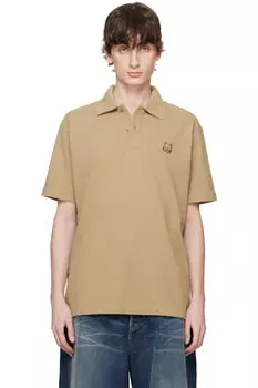 Поло Comfort с нашивкой в виде головы лисы цвета хаки Maison Kitsun