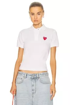 Поло Comme des Garons Cotton With Red Emblem, белый