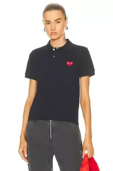 Поло Comme des Garons Cotton With Red Emblem, темно-синий