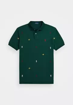 Поло CUSTOM EMBROIDERED MESH POLO SHIRT Ralph Lauren, темно-зеленый