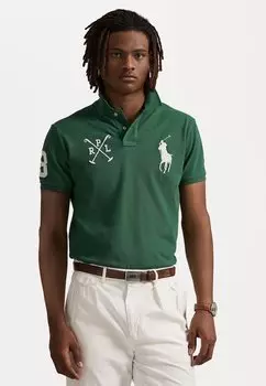 Поло Custom Slim Fit Big Pony Mesh Polo Ralph Lauren, зеленый