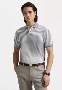 Поло Custom Slim Fit Striped Mesh Polo Ralph Lauren, синий