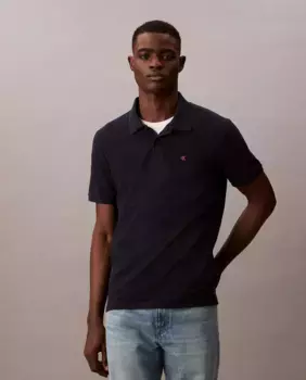 Поло для мужчин из пике с логотипом Calvin Klein Jeans, темно-синий