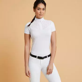 Поло женское Fouganza 900 для соревнований по конному спорту, синий