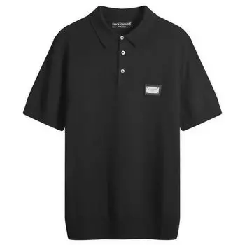 Поло Dolce & Gabbana Badge Logo Knitted Polo Shirt, черный