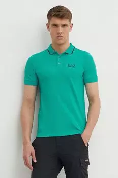 Поло EA7 Emporio Armani, бирюзовый