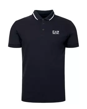 Поло EA7 с контрастными деталями, синий