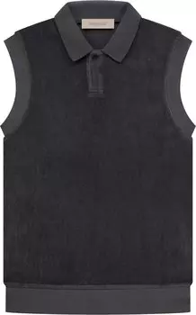 Поло Fear of God Essentials Velour Sleeveless Polo 'Iron', черный