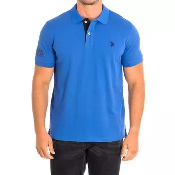 Поло Fost с короткими рукавами и контрастным воротником с лацканами 64783 мужское U.S. Polo Assn, синий