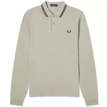 Поло Fred Perry Long Sleeve Twin Tipped, цвет Warm Grey & Brick