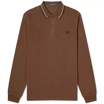 Поло Fred Perry Long Sleeve Twin Tipped, цвет Burnt Tobacco