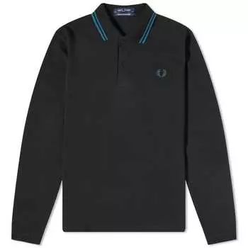 Поло Fred Perry с длинными рукавами и двойным носком - сделано в Англии, черный