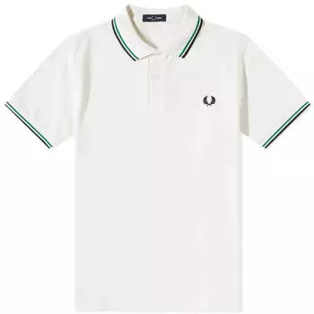 Поло Fred Perry Slim Fit Twin Tipped, светло-бежевый, зеленый и темно-синий