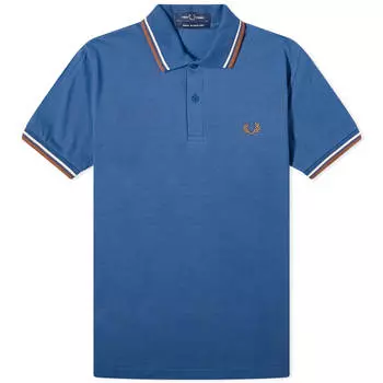 Поло Fred Perry Twin Tipped, цвет Blue, Ecru & Caramel