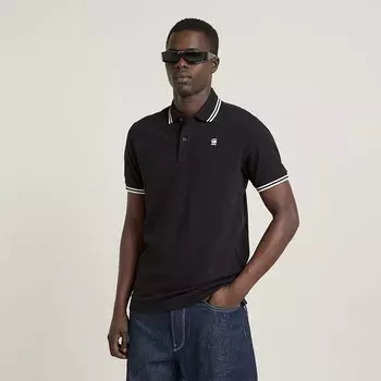 Поло G-Star Dunda Slim Stripe Short, черный
