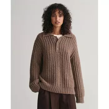 Поло Gant Curly Wool Rib, коричневый