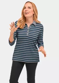 Поло GOLDNER, цвет graumeliert/tintenblau/geringelt