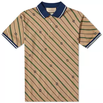 Поло Gucci Gg Diag Stripe Polo, цвет Light Camel