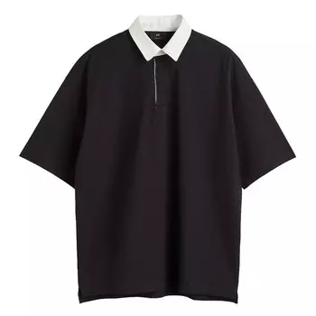 Поло H&amp;M Oversized Fit, черный/белый