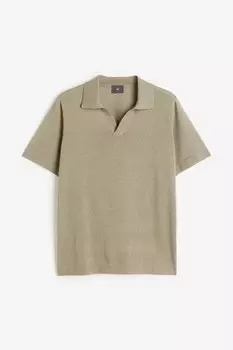 Поло H&amp;M Regular Fit Linen-blend, светло-зелёный